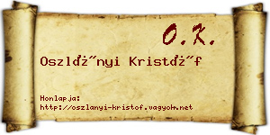 Oszlányi Kristóf névjegykártya